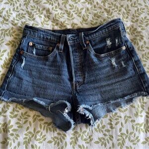 Levi's Blue Distressed Jean Shorts